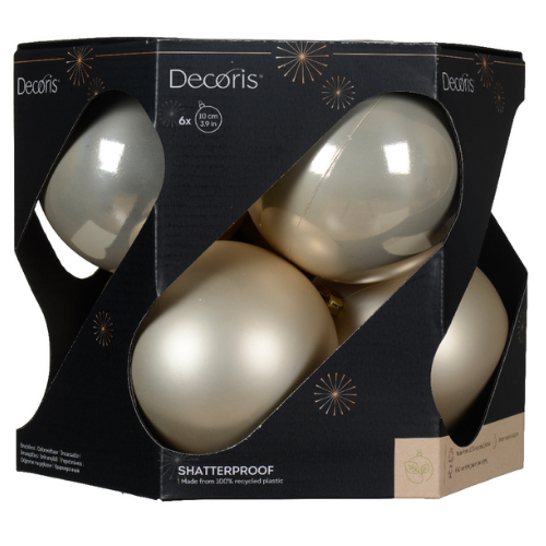 Christmas ball pearl white matte/glossy 10cm 6pcs/pack