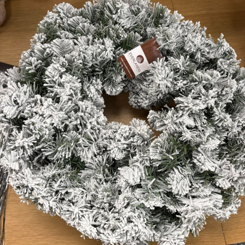 Snow-Flocked Artificial Christmas Wreath