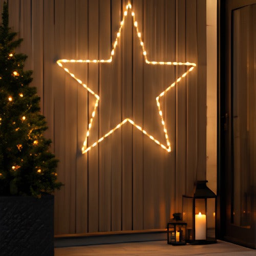 Star Hanging LED Light – Metal Frame, Warm White (80cm)