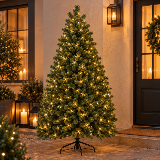 Outdoor Solar Powered Christmas Tree with Warm White LED Lights (6ft/180cm)