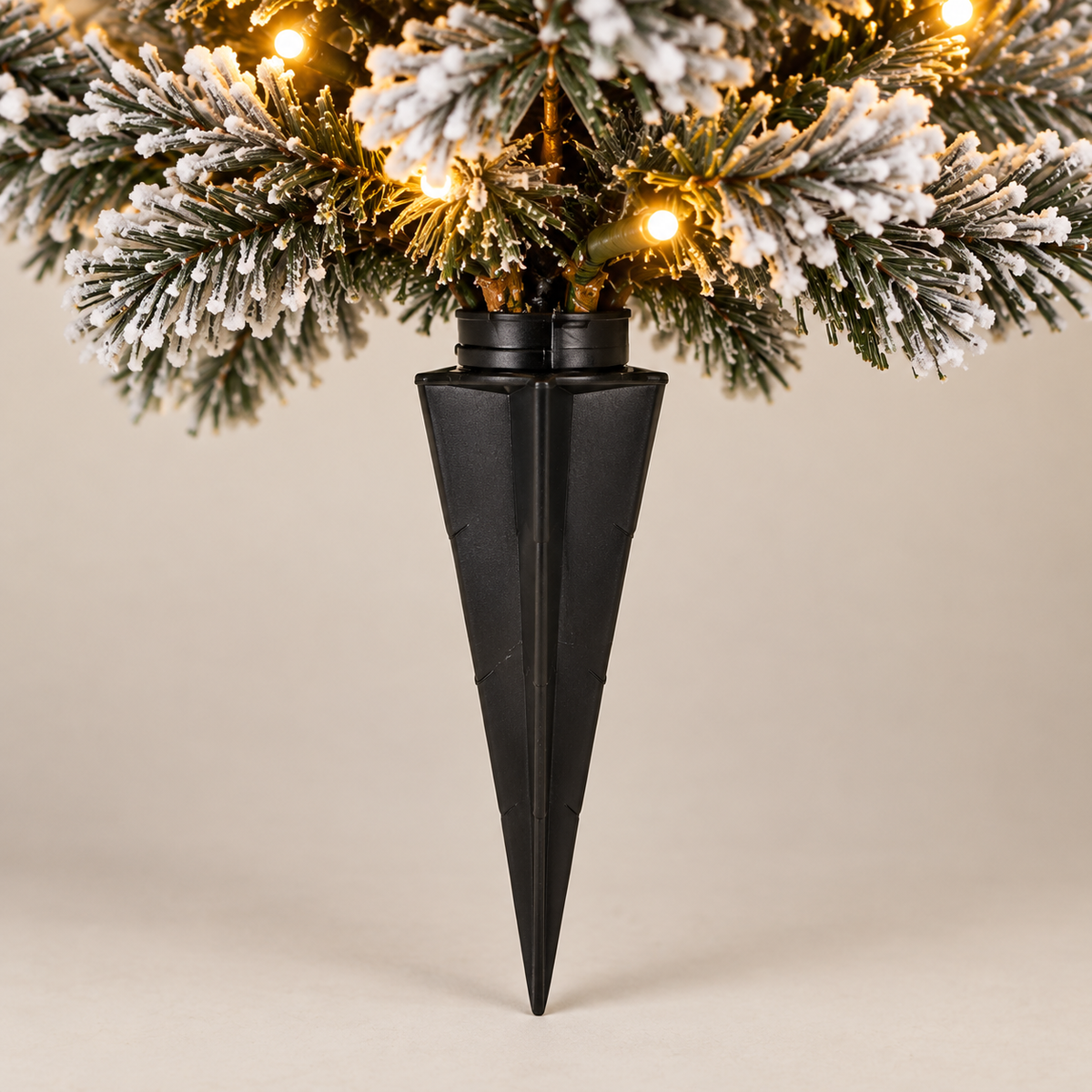 Pre-Lit Snow-Flocked Artificial Christmas Tree with Ground Stake