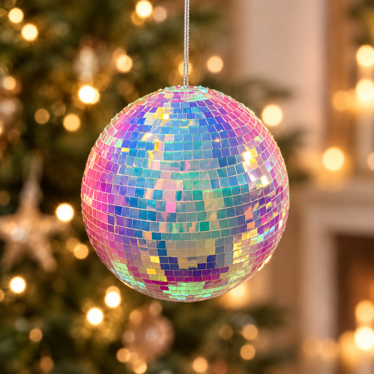 Iridescent Mirror Disco Ball Christmas Ornament