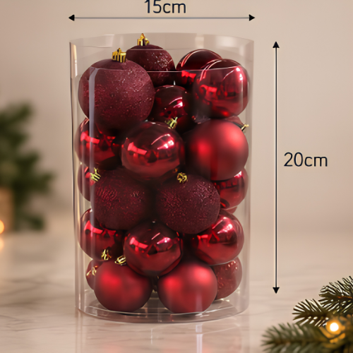 32 Piece Christmas Bauble Set – Mixed Finish Shatterproof Baubles