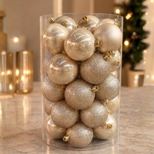 32 Piece Christmas Bauble Set – Mixed Finish Shatterproof Baubles