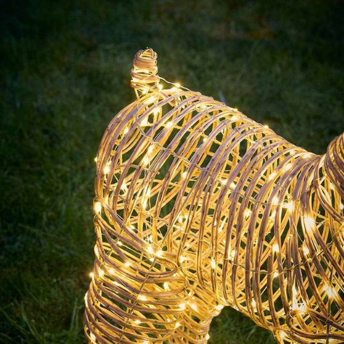 Soft Gold Faux Wicker Lit Reindeer - Small