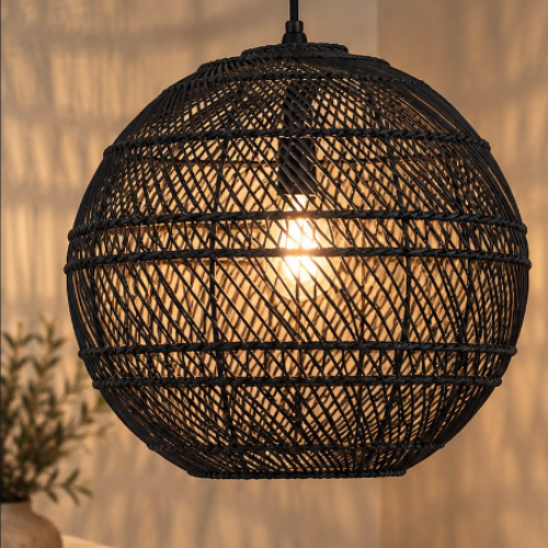 Rattan Black Woven Pendant Light Shade