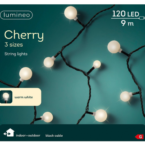 Lumineo 120 LED Warm White Cherry Bulb String Lights (9m)