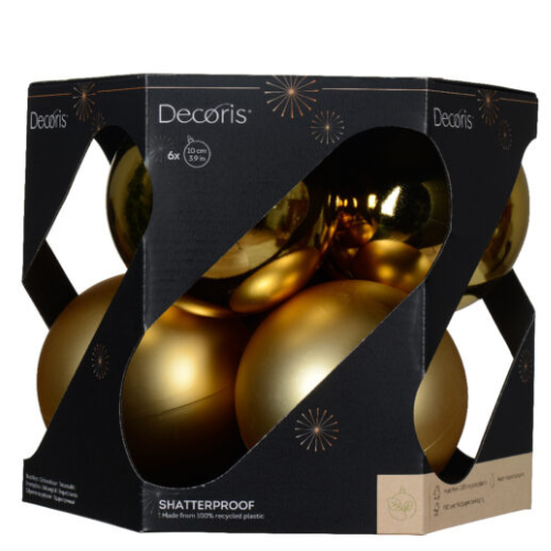 Christmas ball h.gold matte/shiny 10cm 6pcs/pack