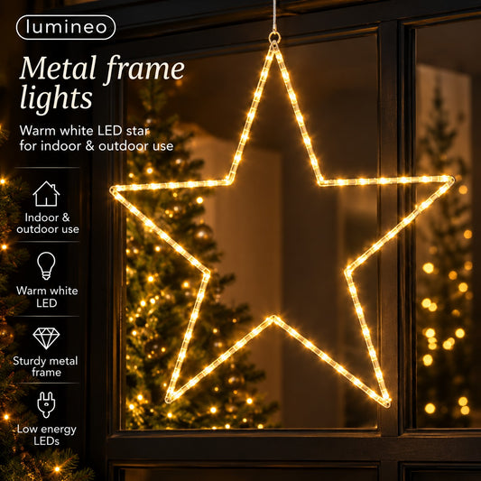 Star Hanging LED Light – Metal Frame, Warm White (80cm)